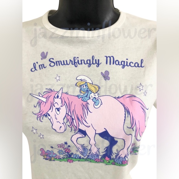 The Smurfs I’m‎ smurfingly magical graphic print white t-shirt size medium - Picture 3 of 13